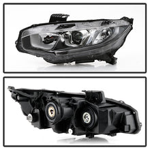 Load image into Gallery viewer, Xtune Projector Headlights Honda Civic (16-20) [w/ LED DRL Light Tube - Halogen Models Only] Chrome or Black w/ Amber Turn Signal Lights - Black Alternate Image