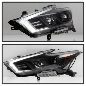 Xtune Headlights Nissan Maxima (16-18) [OEM Style w/ DRL Lights - Halogen Only] Black w/ Amber Turn Signal Light