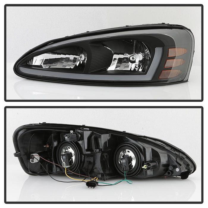 Xtune Crystal Headlights Pontiac Grand Prix (04-08) [w/ Light Bar DRL]  Black w/ Amber Turn Signal Light