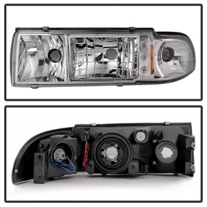 Xtune Crystal Headlights Chevy Impala (91-96) [w/ 1 pcs LED DRL Lights] Black / Chrome / Smoked