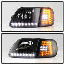 Load image into Gallery viewer, Xtune Crystal Headlights Ford F150 (97-03) [w/ Clear LED DRL &amp; Corners] Black / Chrome / Smoke - Black Alternate Image