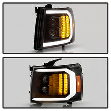 Load image into Gallery viewer, Xtune Projector Headlights Chevy Silverado (07-13) [w/ LED DRL Signal Lights] Black or Black Smoked w/ Amber Turn Signal Light - Black Alternate Image