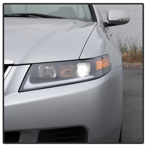 Xtune Projector Headlights Acura TSX (04-08) [w/ Light Tube DRL] Black / Black Smoked / Chrome w/ Amber Turn Signal Lights