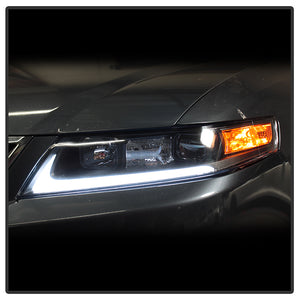 Xtune Projector Headlights Acura TSX (04-08) [w/ Light Tube DRL] Black / Black Smoked / Chrome w/ Amber Turn Signal Lights