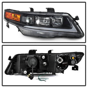 Xtune Projector Headlights Acura TSX (04-08) [w/ Light Tube DRL] Black / Black Smoked / Chrome w/ Amber Turn Signal Lights