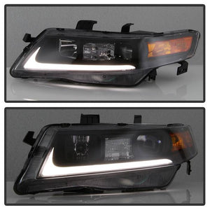 Xtune Projector Headlights Acura TSX (04-08) [w/ Light Tube DRL] Black / Black Smoked / Chrome w/ Amber Turn Signal Lights