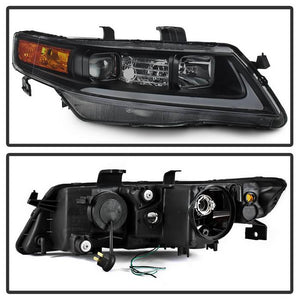 Xtune Projector Headlights Acura TSX (04-08) [w/ Light Tube DRL] Black / Black Smoked / Chrome w/ Amber Turn Signal Lights