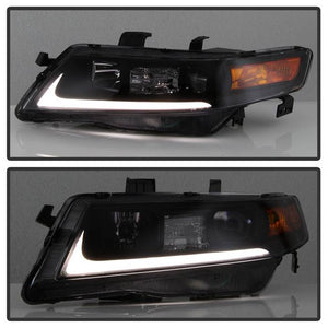 Xtune Projector Headlights Acura TSX (04-08) [w/ Light Tube DRL] Black / Black Smoked / Chrome w/ Amber Turn Signal Lights