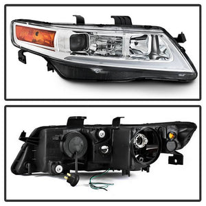 Xtune Projector Headlights Acura TSX (04-08) [w/ Light Tube DRL] Black / Black Smoked / Chrome w/ Amber Turn Signal Lights