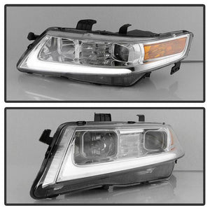 Xtune Projector Headlights Acura TSX (04-08) [w/ Light Tube DRL] Black / Black Smoked / Chrome w/ Amber Turn Signal Lights