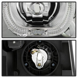 Xtune Projector Headlights Chevy Avalanche w/ Body Cladding (02-06) [Halo DRL LED Light Bar - Halogen Model] Black or Chrome w/ Amber Turn Signal