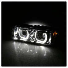 Load image into Gallery viewer, Xtune Projector Headlights Chevy Avalanche w/ Body Cladding (02-06) [Halo DRL LED Light Bar - Halogen Model] Black or Chrome w/ Amber Turn Signal Alternate Image