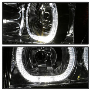 Xtune Projector Headlights Chevy Avalanche w/ Body Cladding (02-06) [Halo DRL LED Light Bar - Halogen Model] Black or Chrome w/ Amber Turn Signal