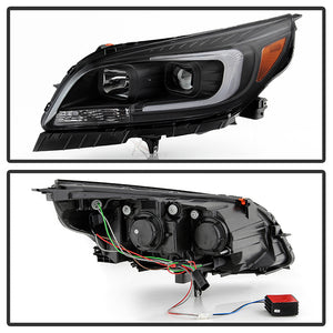 Xtune Projector Headlights Chevy Malibu (13-15) [DRL Light Bar - Halogen Model] Black or Chrome w/ Amber Turn Signal