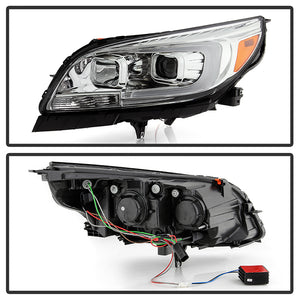 Xtune Projector Headlights Chevy Malibu (13-15) [DRL Light Bar - Halogen Model] Black or Chrome w/ Amber Turn Signal