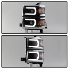 Load image into Gallery viewer, Xtune Projector Headlights Chevy Silverado 1500 (14-15) [DRL Light Bar - Halogen Model] Black or Chrome w/ Amber Turn Signal - Black Alternate Image