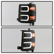 Load image into Gallery viewer, Xtune Projector Headlights Chevy Silverado 1500 (14-15) [DRL Light Bar - Halogen Model] Black or Chrome w/ Amber Turn Signal - Black Alternate Image