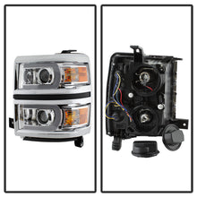 Load image into Gallery viewer, Xtune Projector Headlights Chevy Silverado 1500 (14-15) [DRL Light Bar - Halogen Model] Black or Chrome w/ Amber Turn Signal - Black Alternate Image