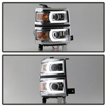 Load image into Gallery viewer, Xtune Projector Headlights Chevy Silverado 1500 (14-15) [DRL Light Bar - Halogen Model] Black or Chrome w/ Amber Turn Signal - Black Alternate Image