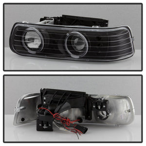 Xtune Projector Headlights Chevy Suburban 1500/2500 (00-06) [w/ Bumper Light & LED Halo] Black