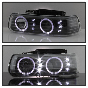 Xtune Projector Headlights Chevy Suburban 1500/2500 (00-06) [w/ Bumper Light & LED Halo] Black