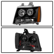 Load image into Gallery viewer, Xtune Projector Headlights Chevy Tahoe (07-14) [w/ Halo LED Lights] Black or Black Smoked w/ Amber Turn Signal Light - Black Alternate Image