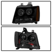 Load image into Gallery viewer, Xtune Projector Headlights Chevy Tahoe (07-14) [w/ Halo LED Lights] Black or Black Smoked w/ Amber Turn Signal Light - Black Alternate Image