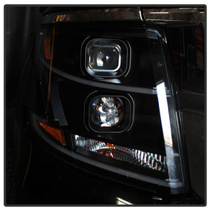 Xtune Projector Headlights Chevy Suburban (15-18) [DRL Light Bar DRL - Halogen Model] Black w/ Amber Turn Signal