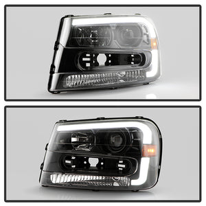 Xtune Projector Headlights Chevy Trailblazer (02-09) [Light Bar DRL - Halogen Model] Black or Chrome w/ Amber Turn Signal