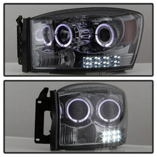 Load image into Gallery viewer, Xtune Projector Headlights Dodge Ram (06-09) [w/ LED Halo] Black Smoked or Smoke w/ Amber Turn Signal Light - Black Smoke Alternate Image
