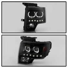 Load image into Gallery viewer, Xtune Projector Headlights Ford F150 (09-14) [LED Halo or  Light Bar DRL - Halogen Model] Black or Chrome w/ Amber Turn Signal Light Alternate Image