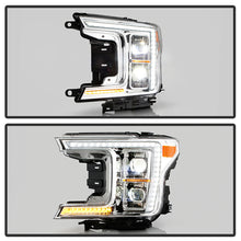 Load image into Gallery viewer, Xtune Full LED Projector Headlights Ford F150 (18-20) [LED Light Bar - Halogen Model] Black or Chrome w/ Amber Turn Signal Light - Black Alternate Image