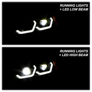 Xtune Projector Headlights Ford Focus (15-18) [Full LED w/ LED Light Bar] Black or Chrome w/ Amber Turn Signal Lights