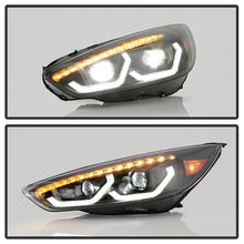 Load image into Gallery viewer, Xtune Projector Headlights Ford Focus (15-18) [Full LED w/ LED Light Bar] Black or Chrome w/ Amber Turn Signal Lights Alternate Image