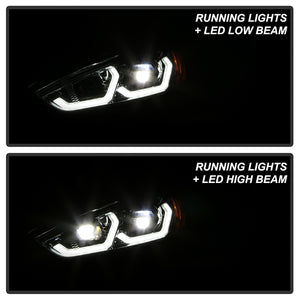 Xtune Projector Headlights Ford Focus (15-18) [Full LED w/ LED Light Bar] Black or Chrome w/ Amber Turn Signal Lights