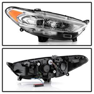 Xtune Projector Headlights Ford Fusion (13-16) [Light Tube DRL - Halogen Model] Black or Chrome w/ Amber Turn Signal Light