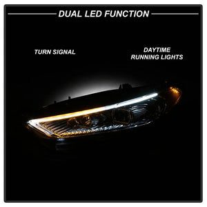 Xtune Projector Headlights Ford Fusion (13-16) [Light Tube DRL - Halogen Model] Black or Chrome w/ Amber Turn Signal Light