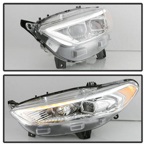 Xtune Projector Headlights Ford Fusion (13-16) [Light Tube DRL - Halogen Model] Black or Chrome w/ Amber Turn Signal Light