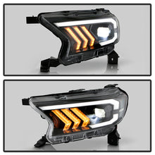 Load image into Gallery viewer, Xtune Full LED Projector Headlights Ford Ranger (2019-2022) Black Housing with Light Bar DRL - Black Alternate Image