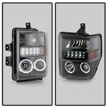 Load image into Gallery viewer, Xtune Projector Headlights Ford F250/350/450 Super Duty (08-10) [w/ LED Halo] Smoke/ Black / Chrome - Smoke Alternate Image