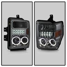 Load image into Gallery viewer, Xtune Projector Headlights Ford F250/350/450 Super Duty (08-10) [w/ LED Halo] Smoke/ Black / Chrome - Smoke Alternate Image