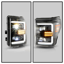 Load image into Gallery viewer, Xtune Full LED Projector Headlights Ford F250/F350/F450 Super Duty (11-16) [Light Bar DRL w/ Sequential Turn Signal - Halogen Model] Black w/ Amber Turn Signal Light Alternate Image
