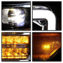 Load image into Gallery viewer, Xtune Full LED Projector Headlights Ford F250/F350/F450 Super Duty (11-16) [Light Bar DRL w/ Sequential Turn Signal - Halogen Model] Black w/ Amber Turn Signal Light Alternate Image