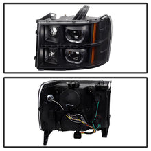 Load image into Gallery viewer, Xtune Projector Headlights GMC Sierra (07-13) [LED Halo - Halogen Model] Chrome or Black w/ Amber Turn Signal Light - Black Alternate Image