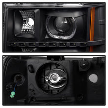 Load image into Gallery viewer, Xtune Projector Headlights GMC Sierra (07-13) [LED Halo - Halogen Model] Chrome or Black w/ Amber Turn Signal Light - Black Alternate Image