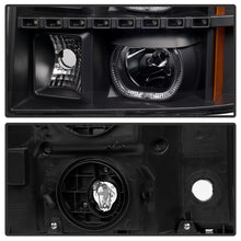 Load image into Gallery viewer, Xtune Projector Headlights GMC Sierra (07-13) [LED Halo - Halogen Model] Chrome or Black w/ Amber Turn Signal Light - Black Alternate Image
