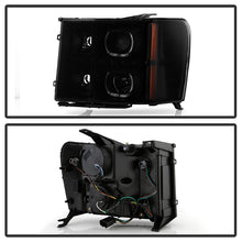 Load image into Gallery viewer, Xtune Projector Headlights GMC Sierra (07-13) [LED Halo - Halogen Model] Chrome or Black w/ Amber Turn Signal Light - Black Alternate Image