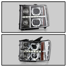 Load image into Gallery viewer, Xtune Projector Headlights GMC Sierra (07-13) [LED Halo - Halogen Model] Chrome or Black w/ Amber Turn Signal Light - Black Alternate Image