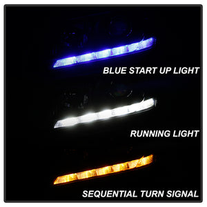 Xtune Projector Headlights Honda Accord Sedan (13-15) Black w/ LED Blue Start & Sequential Signal DRL