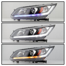 Load image into Gallery viewer, Xtune Projector Headlights Honda Accord Sedan (13-15) Black w/ LED Blue Start &amp; Sequential Signal DRL Alternate Image